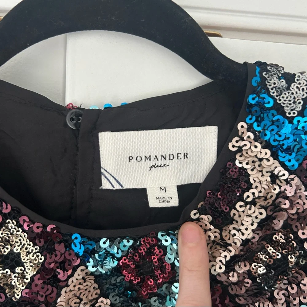 Pomander Place Pomander Place Multi Sequin Jada Blouse Puff‎ Sleeve size M